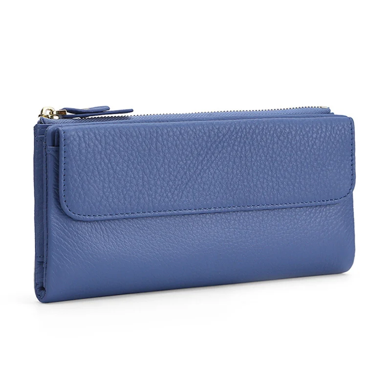 

New Arrivals Genuine Leather Wallet Long Large Capacity Women Zipper Purse Hot Fashion Multi-Card Bit Women's Card Wallet Sales