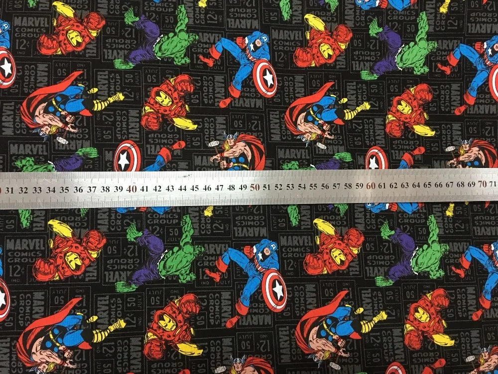 50x108 см Железный человек Капитан Америка Мстители хлопчатобумажная ткань для шитья diy Пэчворк, одежда для малышей Постельные принадлежности