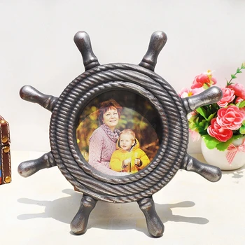 

Vintage Rudder Shape Wood Photo Frame Retro Desktop Wooden Home Decroration Frame Creative Picture Frame porta retrato moldura