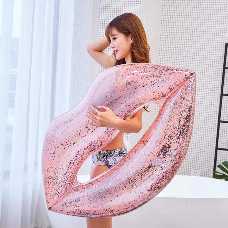 110*80 см детский надувной поплавок для губ с блестками летний бассейн плот кольцо
