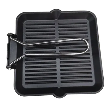 

Contemporary Hard Iron Non-stick Kitchen Utensils Square Baking Tray with Handle Portable Multi-purpose Baking Tray Black P7Ding