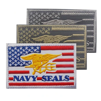 

6PCS/lot 3D Embroidery NAVY SEALS Morale Embroidered Patches Tactical Badges Fabric Armband Stickers Military