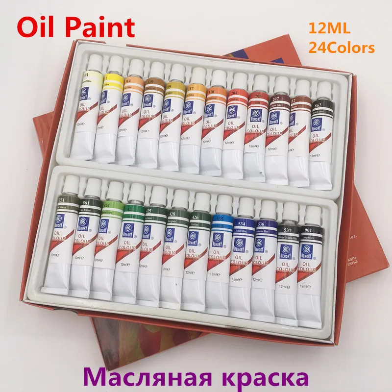 Oil Paints Professional Painting Paint Canvas Pigment Huilt Fine 24 Colors 12ML Tube White Black For Artists