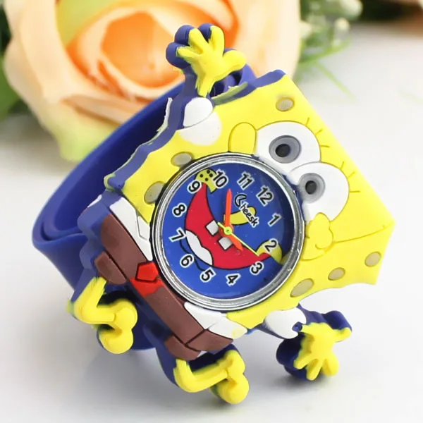 Детская часовая лента многоцветный pat желе милые часы Мужчины Дети Губка Боб Квадратные Штаны взрыв подарок