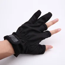 1 Pair 3 Low-Cut Fingers Fishing Gloves Tackle Finger Protector for Fishing Tackle Box Outdoor Gloves Black Blue Red