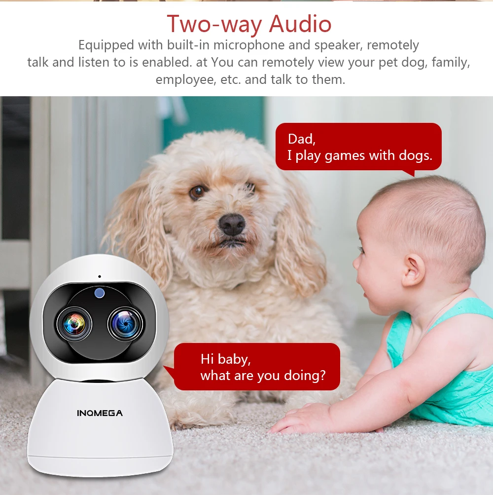  INQMEGA 1080P Dual-Lens Wireless Wifi Camera 2MP Cloud Auto Tracking IP Camera Indoor Home Security - 33020767988