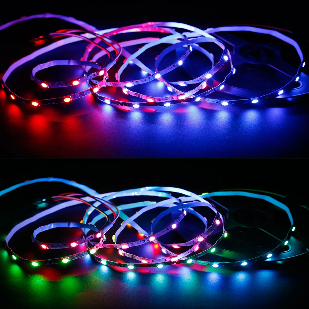 WS2812B 5,5 мм PCB S тип формы адресуемых RGB светодиодный пиксель полосы Гибкие 48 Светодиодный s 48 пикс./м не водонепроницаемый RGB светодиодные полосы 5V Полный Цвет 2 м IP20