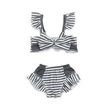 Купальный костюм для маленьких девочек; полосатый купальник с ремешками для маленьких девочек; комплект бикини для ванной; vestido infantil; Детский костюм; pour enfants