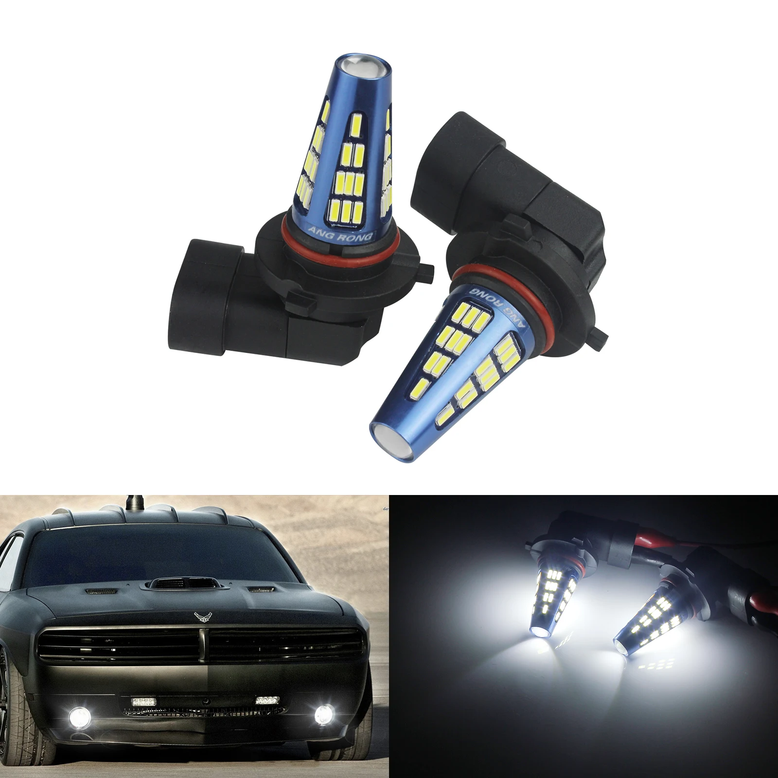 ANGRONG 2x HB3 9005 LED 5W Sidelight Front Fog Indicator Daytime Light Bulbs White 6000K