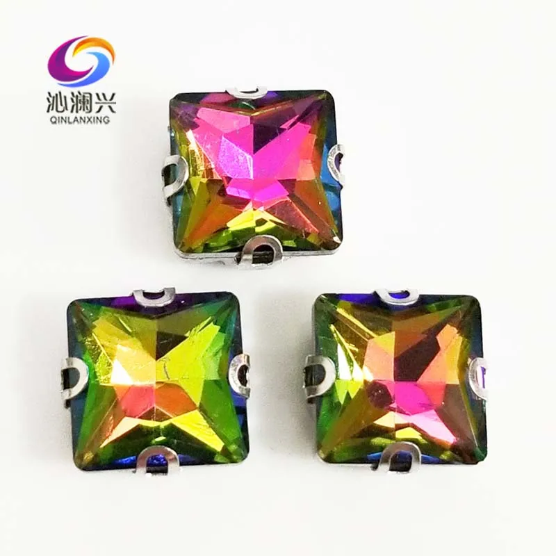 

Seven color square top quality Glass Crystal sew on stones,Anti hook D shape claw rhinestone,Diy/Clothing/wedding decoration