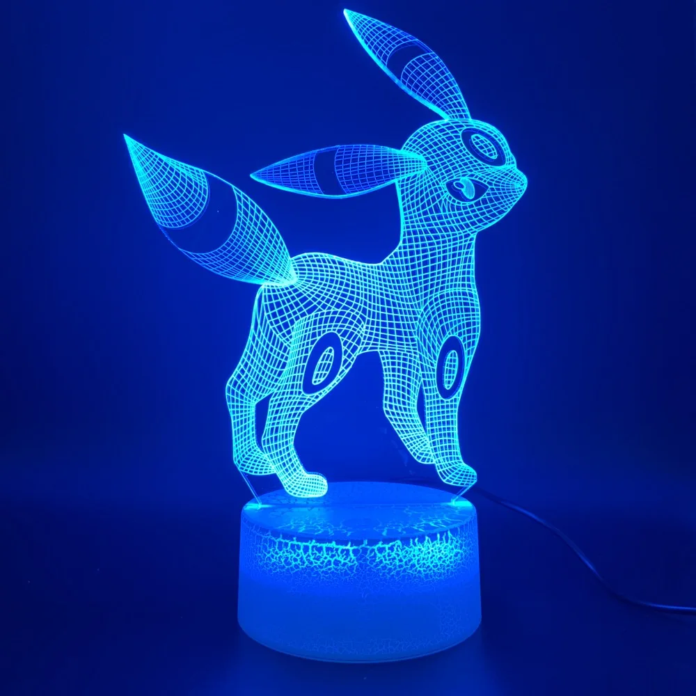 Светодиодный ночник игра Pokemon Go Umbreon рисунок украшение дома 3d лампа подарок на день рождения для детей спальня Новинка свет Eevee Семья
