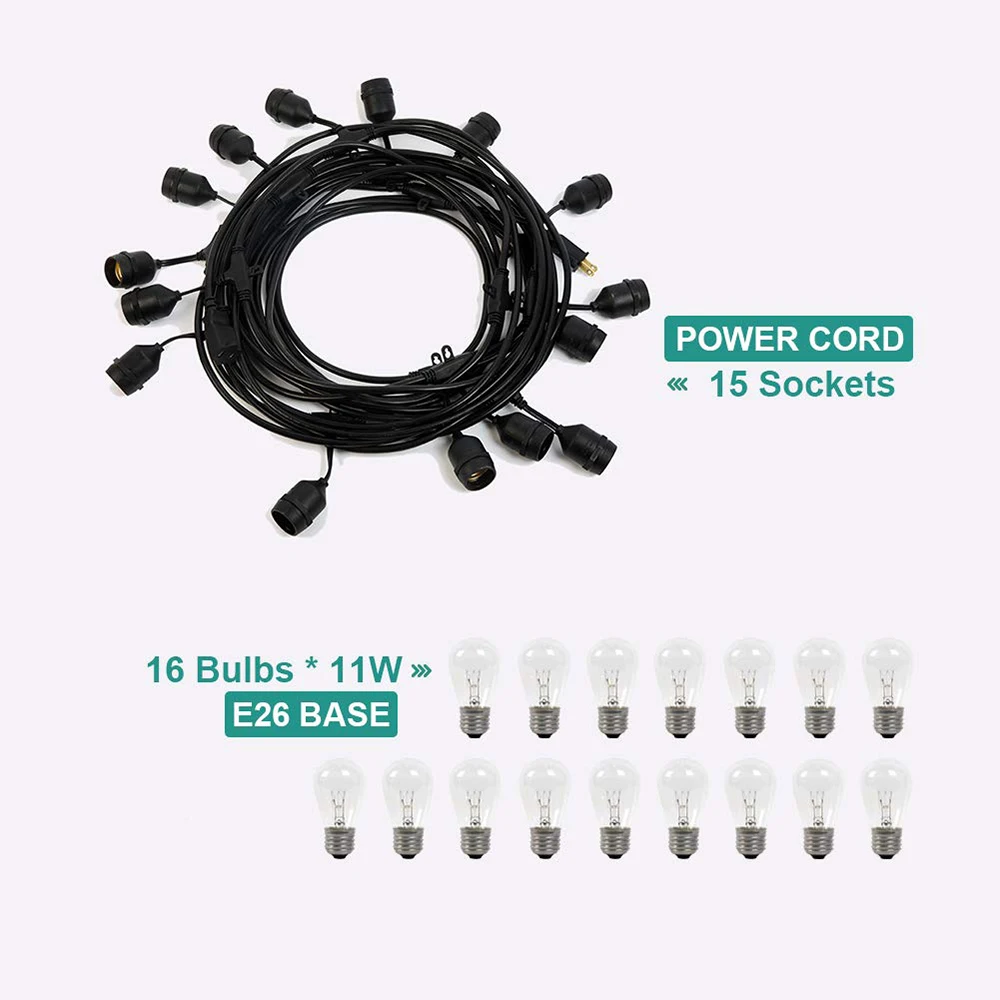Waterproof 5M 10M E27 Bulbs LED String Lights Indoor Outdoor Commercial Grade Street Garden Backyard Patio Holiday String Light