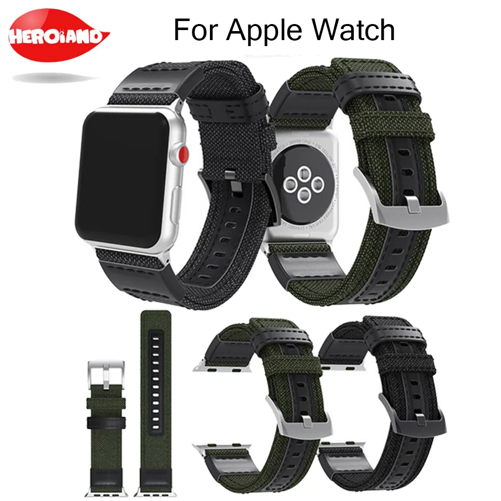 Canvas Nylon Watchband + New Adapters for iWatch Apple Watch 38mm 42mm