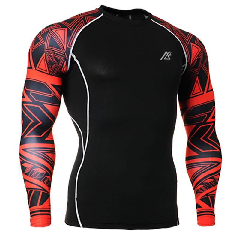Compression Tights Men font b Fitness b font Running Shirt Breathable Long Sleeve Sport Rashgard Gym