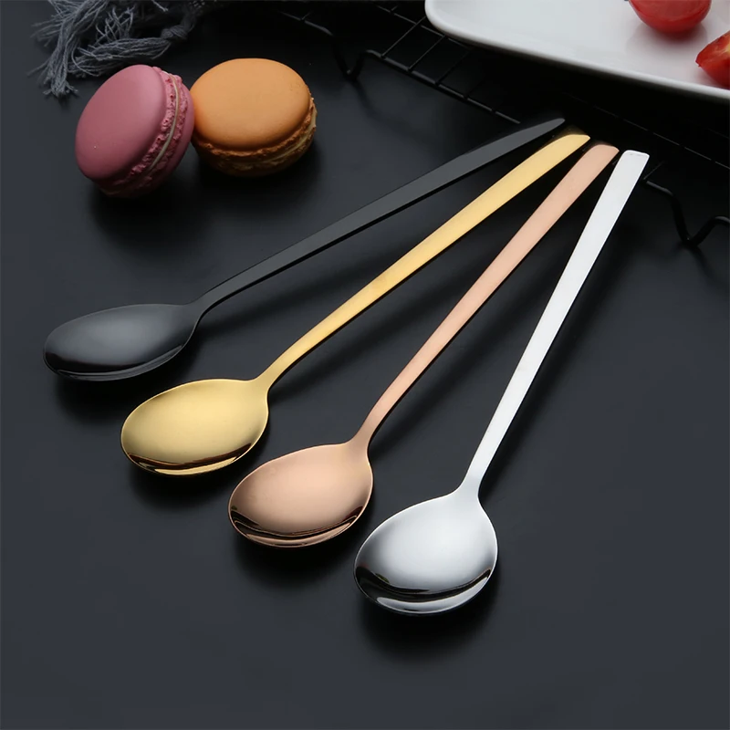 

SAMZI Korean dinner spoon Colourful 304 stainless steel long handle soup spoon cutlery 1PCS