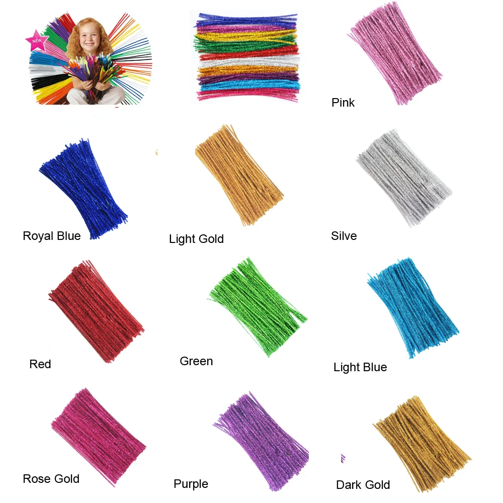 Color & Shape 100 Pcs/set educational toy Sticks For Craft Children Educational Kid Pipe Stems Craft Creative fun Games DIY Toys