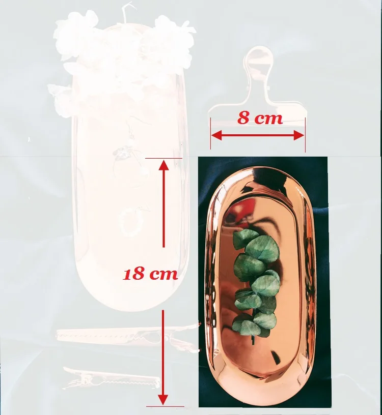 Скандинавский шик стиль Металл Нержавеющая сталь, латунь Овальный хранения/чай лоток розовое золото, клипс Ins популярный продукт украшения - Цвет: small storage tray