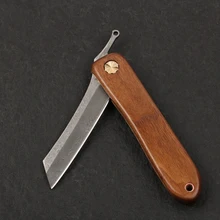Damascus steel razor folding knife outdoor utility pocket Knives hunting EDC hand tools knife DIY kits psrk very sharp mini handmade forged damascus steel high quality steel hunting knife edc tools with excellent leather sheat