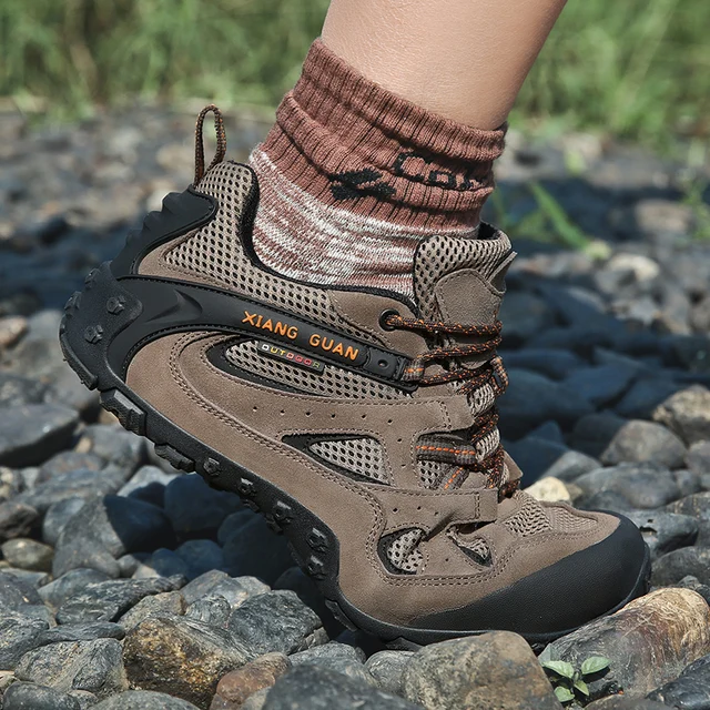 Zapatos de senderismo de ante para hombre Botas de senderismo transpirables calzado t ctico de monta