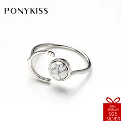 PONYKISS Мода 100% Серебро 925 открытие Adjustsble Письмо "C" кольцо ювелирные изделия с камнями для женщин творческий день рождения подарок