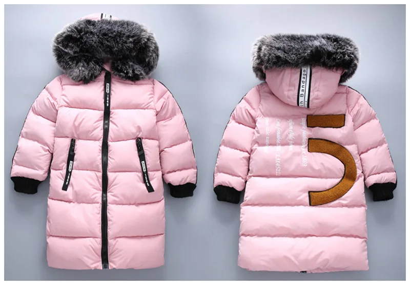 2018 Faux Fur Hood Jacket for Girls Children Snow Wear Parka Thick Cotton-Padded Winter Jacket for Children Christma Winter Coat (15)