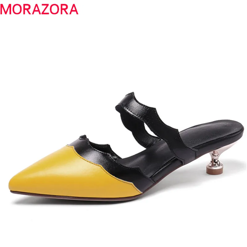 

MORAZORA 2019 new arrival women pumps mixed colors slip on summer shoes sexy fashion party prom shoes woman mules shoes