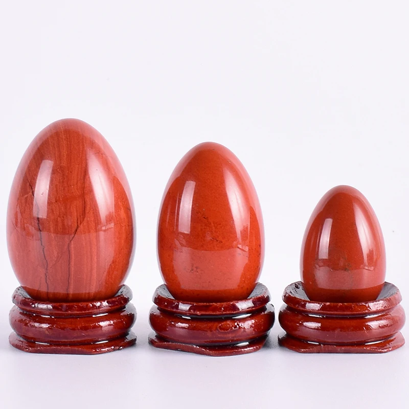 

Natural Red Japser Yoni Egg Massage Eggs Undrill&Wooden base Crystal Mineral Ball Kegel Exercise Pelvic Floor Muscle Vaginal