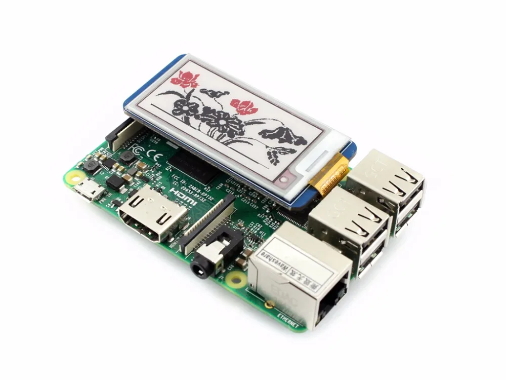 Waveshare 212x104, 2,13 ''E бумага/E-Ink дисплей шляпа для Raspberry Pi 2B/3B/Zero W, три цвета: красный, черный, белый. SPI интерфейс