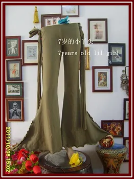 

Lycra cotton tribal Belly dance Sharp corners flare Pants with tape AB64