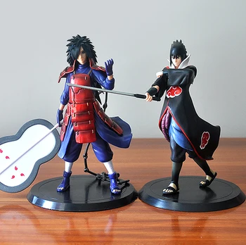 

2pcs/lot 18cm Japan Anime Naruto Uchiha Madara Uchiha Sasuke PVC Action Figures Model Toys