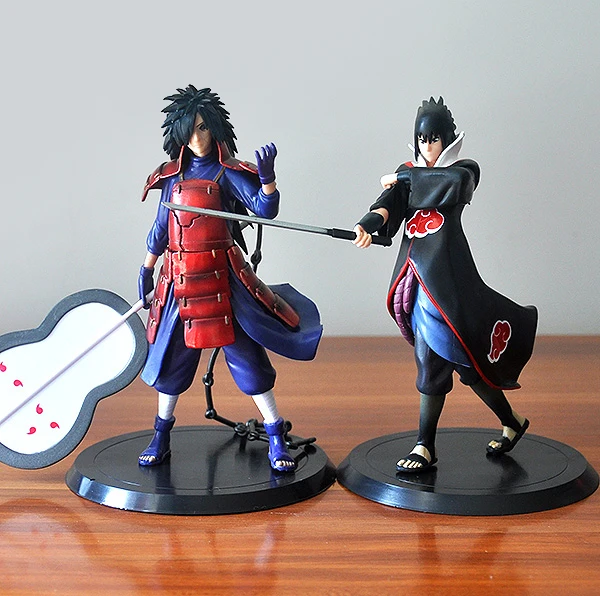 2pcs/lot 18cm Japan Anime Naruto Uchiha Madara Uchiha Sasuke PVC Action Figures Model Toys
