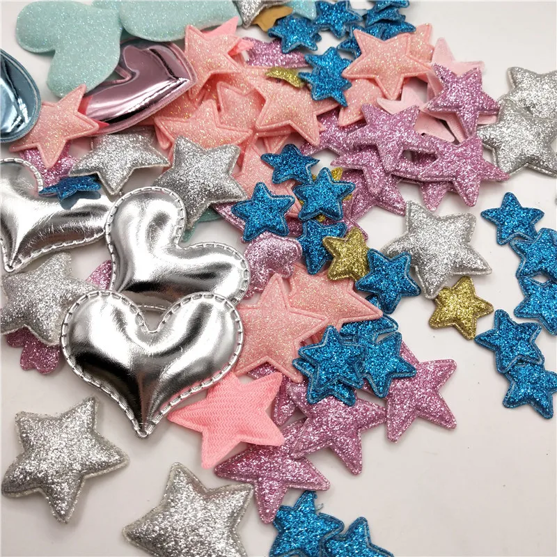 

100pcs/lot Mix Style Padded Appliques for DIY Clothes Sewing Supplies DIY Hair Bow Decoration