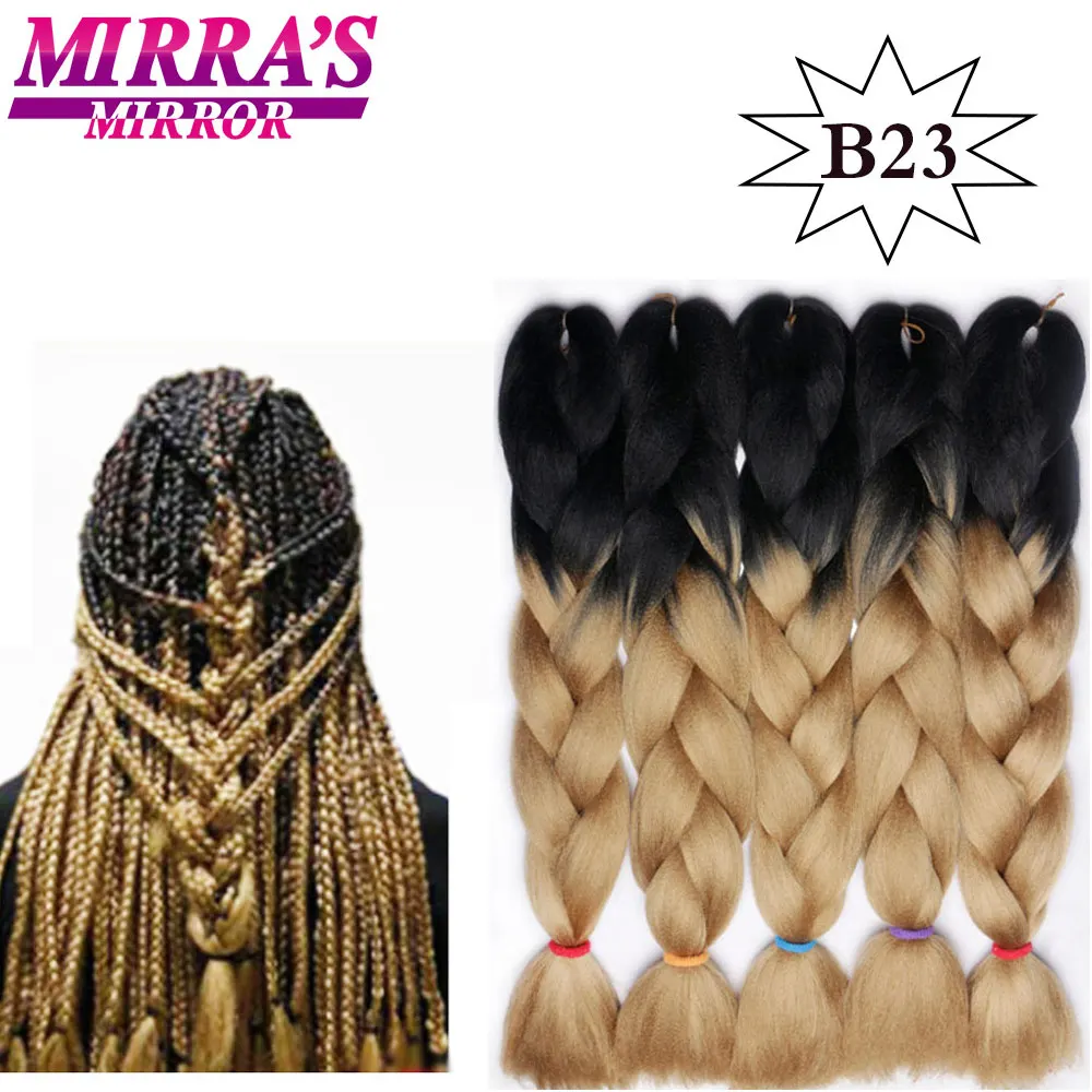 Mirra’s Mirror 5pcs Jumbo Braid Hair Crochet Braids Synthetic Hair Ombre Braiding Hair Extensions Three Tone 24inches