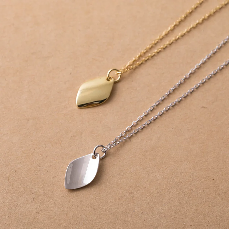 golden geometric square simple necklace woman 100% 925 Sterling silver nacklace Jewellery Clavicle chain pendant charms