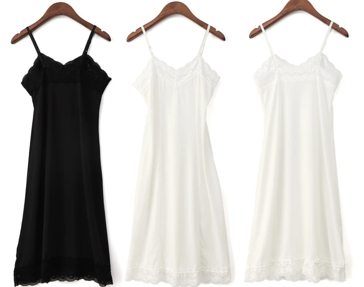 2017 Summer Milk Silk Lace Sexy spaghetti Strap Basic All match Slips