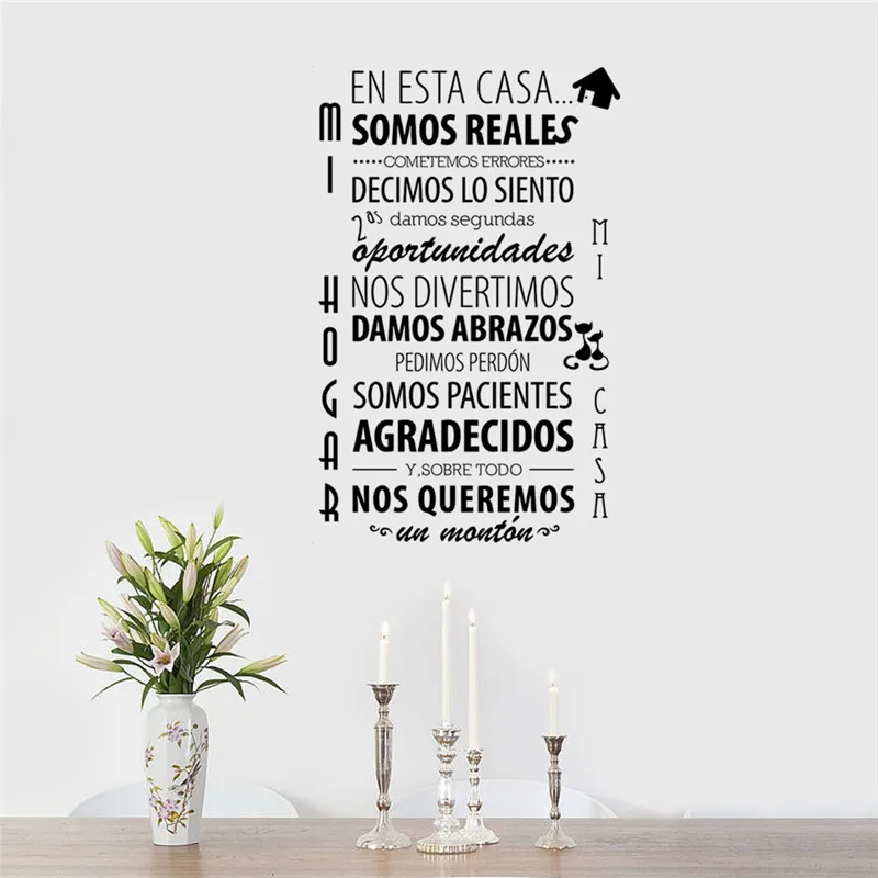 

EN ESTA CASA wall sticker Decals Living Room Bedroom Home decoration Family gift vinyl wall art Poster