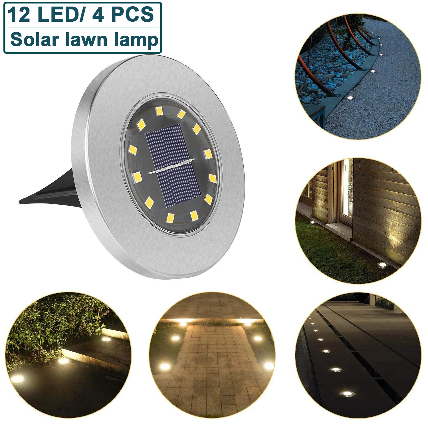 

4 PCS 12 LED Solar Light Home Garden Under Ground Lamp Solar Power Light Outdoor Path Way Garden Decking Yard Lawn Lighting