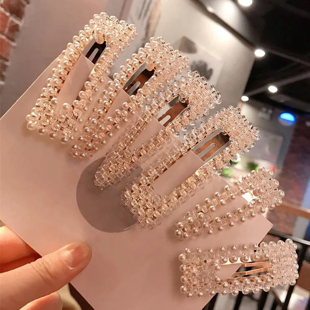 

HOOH Fashion 2019 Imitiation Pearl Hair Clip Girls Barrettes for Women Handmade Pearl Flowers Hairpins Hair Accessories