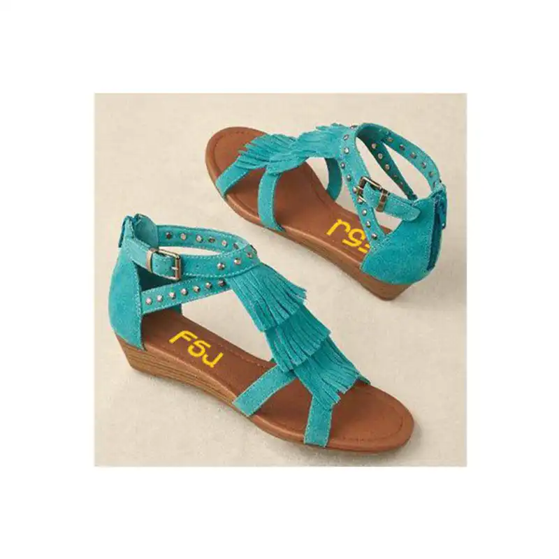 turquoise wedge shoes