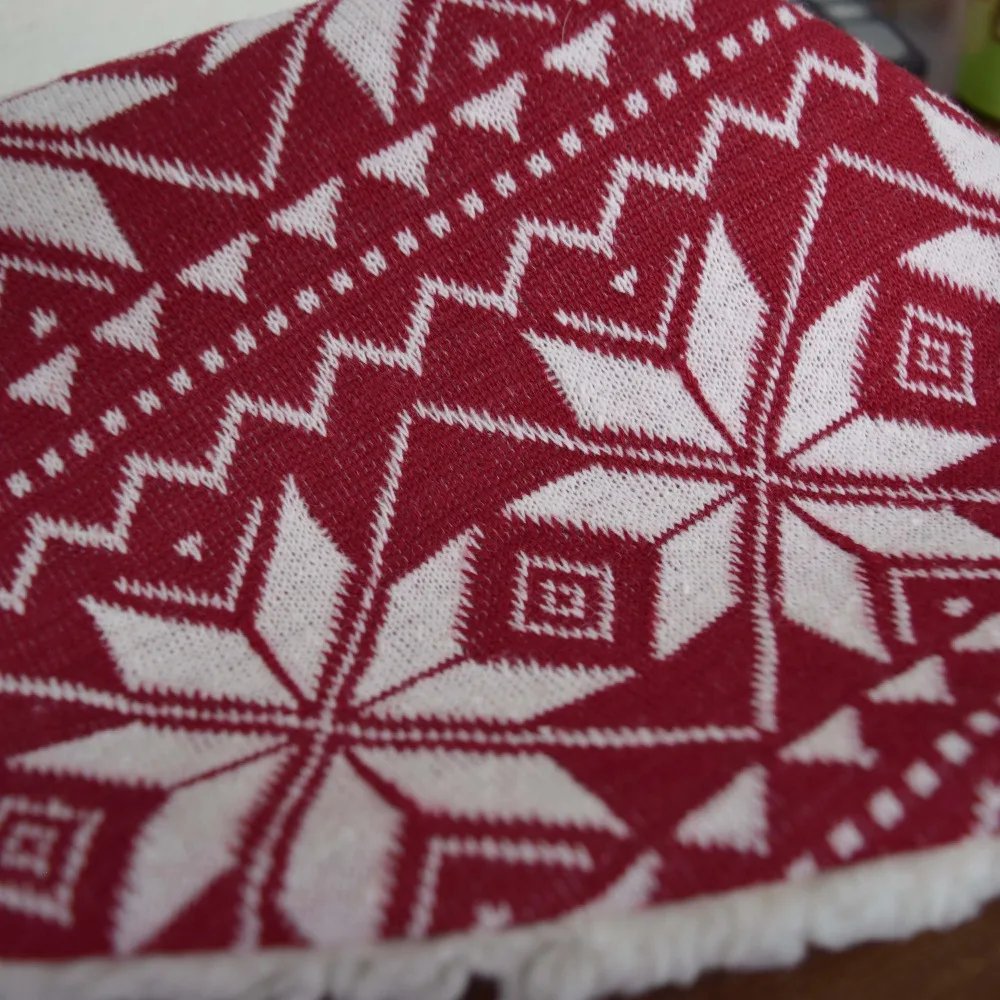 Красивая вязаная Снежинка, Бордовый Рождественский носок, Рождественская елка, украшение PH2376-RED