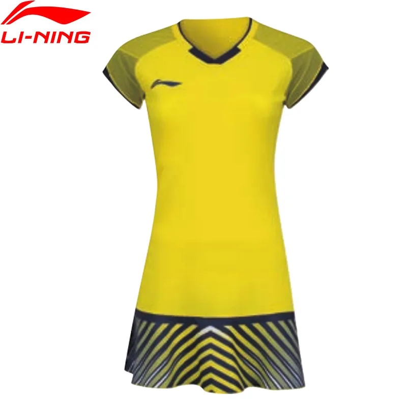 

Li-Ning Women Badminton Competition Dress National Team Sponsor Comfort Short Sleeve LiNing AT DRY Sport Dress ASKN032 WQS2241