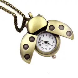 Творческий Для женщин мужские карманные часы летающих жуков Ретро кварцевые Цепочки и ожерелья для детей семейный подарок zakhorloge reloj enfermera