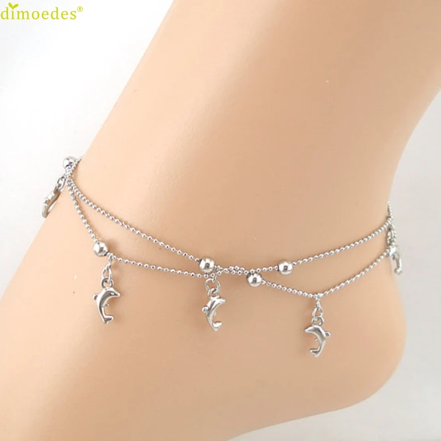 Diomedes Newest Silver Dolphin Fish Women Chain Anklet Bracelet Sandal Beach Foot font b Jewelry b