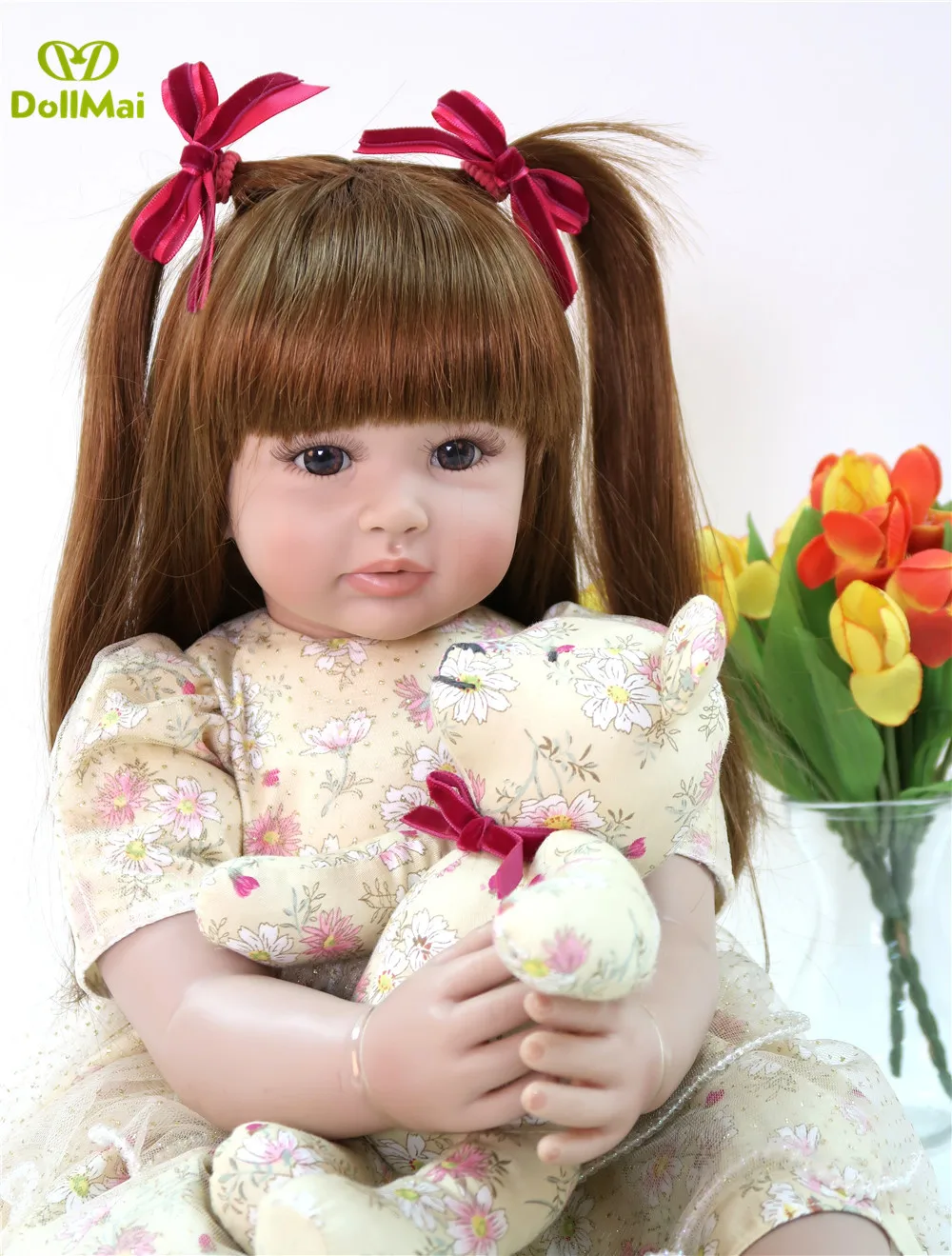 Кукла DollMai bebe reborn 60 см большая виниловая силиконовая кукла reborn baby doll эксклюзивная модель настоящая кукла для маленьких девочек Bonecas подарки для детей