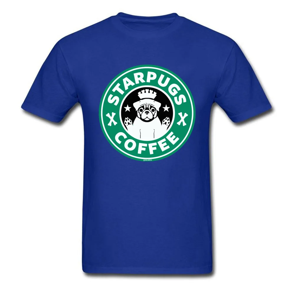 Men Dominant Comics Tops T Shirt Round Neck NEW YEAR DAY Cotton Fabric T-shirts Funny Short Sleeve Starpugs Coffee T Shirts Starpugs Coffee blue