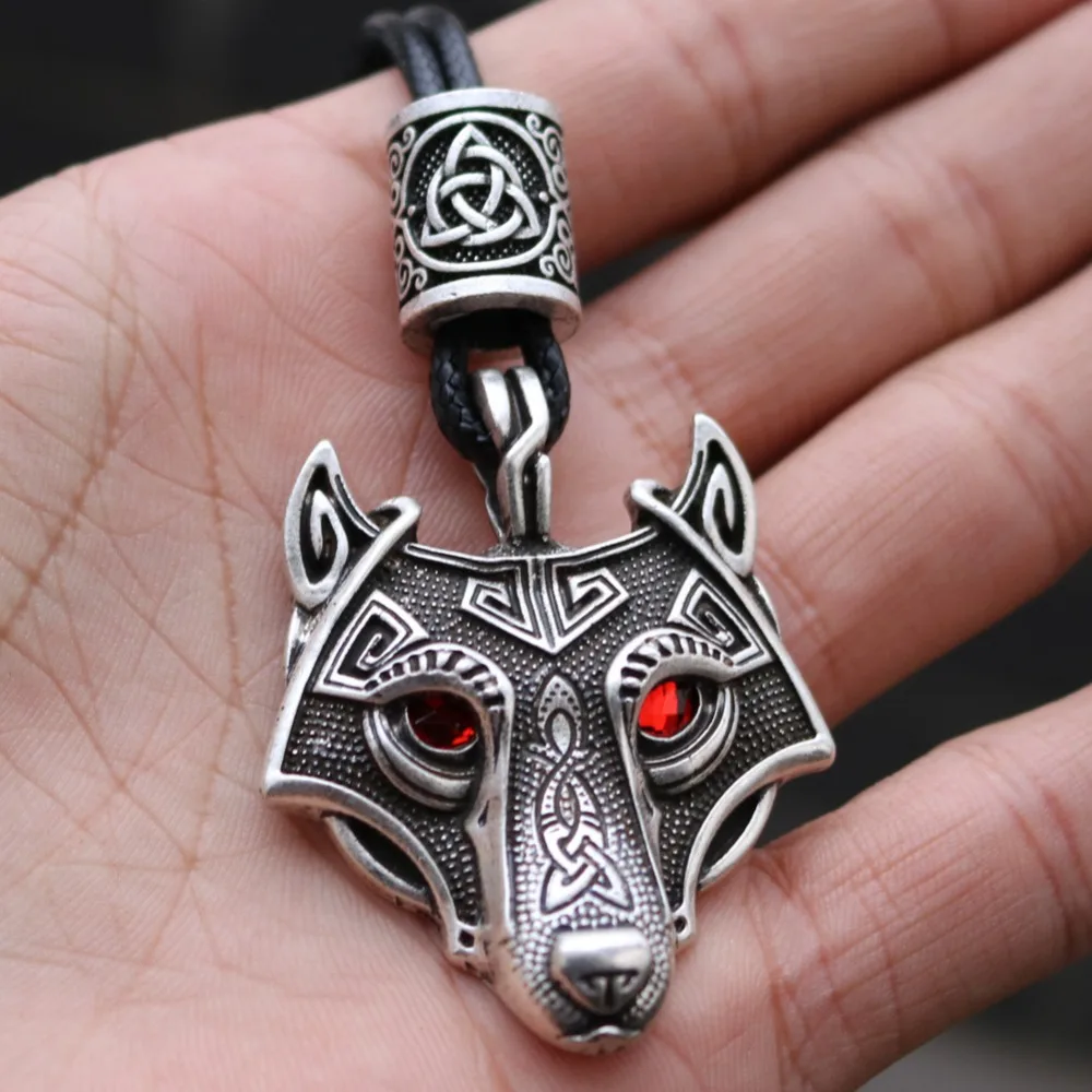 1pc Wolf Head Norse Vikings Pendant Necklace Unisex Amulet Nordic Talisman 