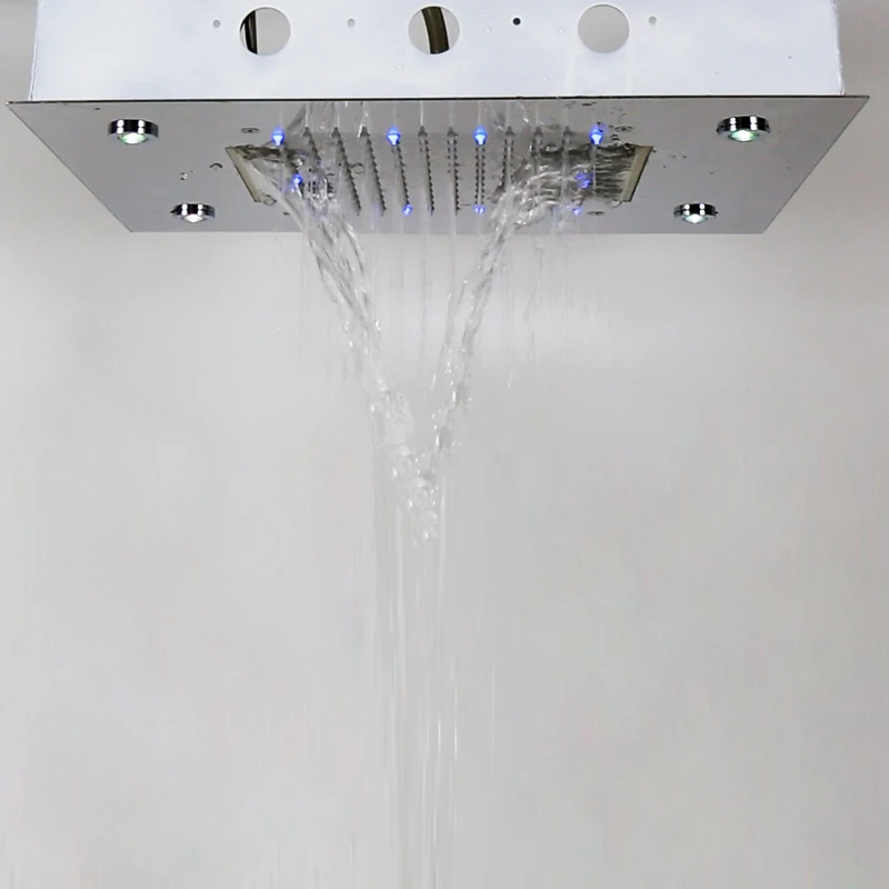 Showers Ceiling Rainfall Overhead Shower LED Light Auto-change 360*500mm Waterfall Shower Head Colorful Bathroom Showerheads Showers Ceiling Rainfall Overhead Shower LED Light Auto-change 360*500mm Waterfall Shower Head Colorful Bathroom Showerheads