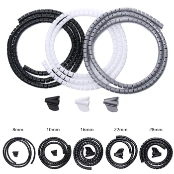 

HDPE Flexible Spiral Tube Wire Organizer Practical Cord Protector Cable Holder 1.5m Length 8/10/16/22/28mm Spiral Tube 2020 Hot