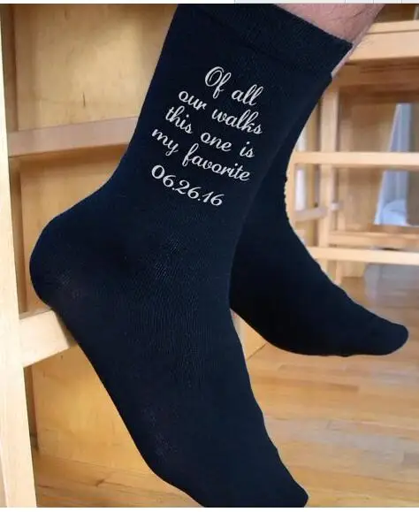 Custom name printed Personalised Black Cotton Father of the Bride Socks ...