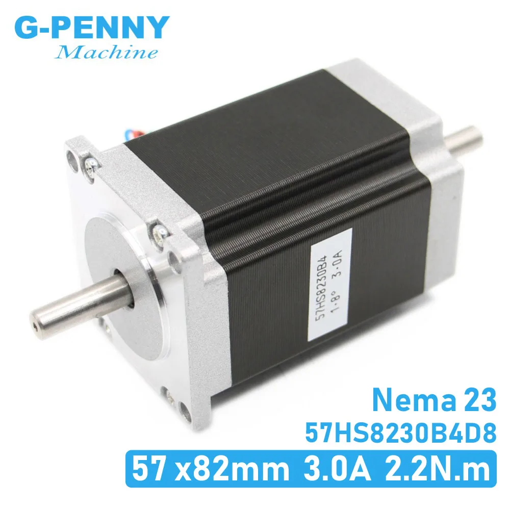 Goedkoop NEMA 23 stappenmotor dubbele as 3A 2.2N.m 315Oz in dual as D = 8mm 57x82mm Nema23 stappenmotor Voor CNC machine 3D printer
